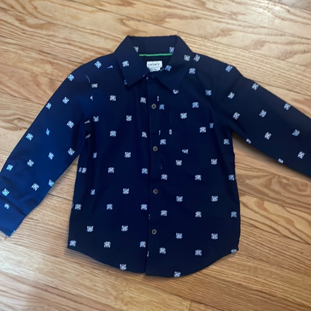 Carter’s Boys Button Down Monster Design Shirt 4T NWOT